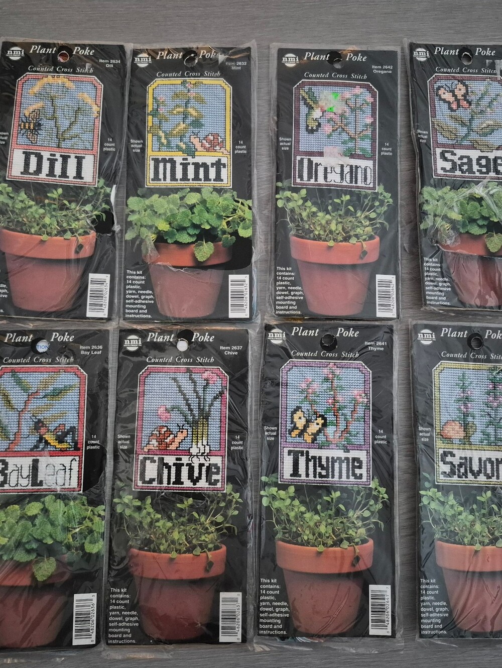 NEW Lot of 8 Vintage Needlemagic Plant Pokes Counted Cross Stitch